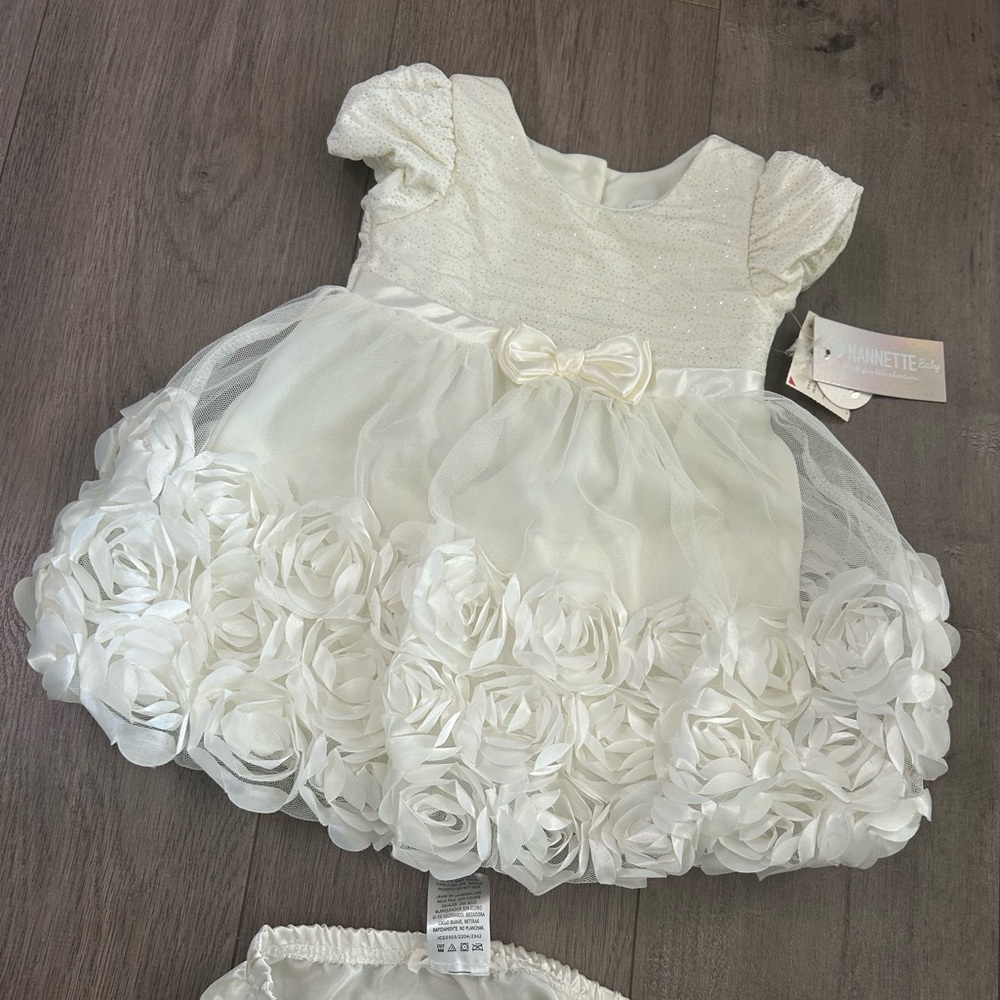 Nannette baby rosette dress 18 months - Ivory